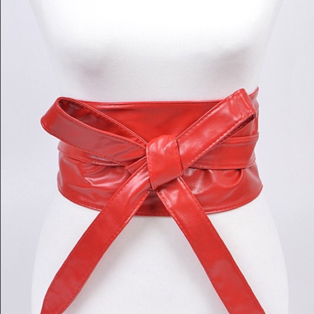 Vegan Leather Obi Adjustable Waist Statement Belt